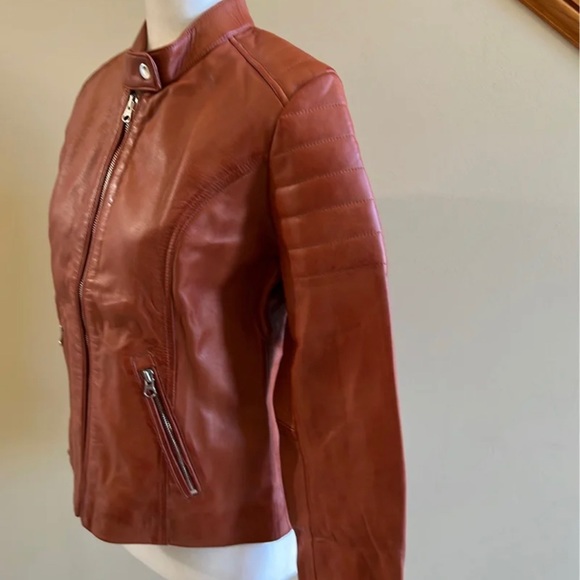 Decrum Leather Jacket Sz Medium Carrie Tan New With Tags - Picture 3 of 12